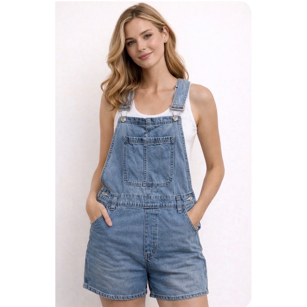 VNT Gap Denim Shortalls Light Wash Blue Overalls Medium Relaxed Fit 90s StyleY2K